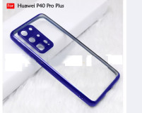 Луксозен силиконов гръб ТПУ прозрачен Fashion за Huawei P40 Pro Plus ELS-N39 син кант